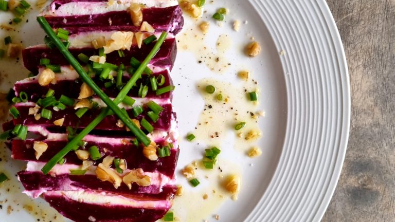 Millefeuille de betterave et chèvre frais